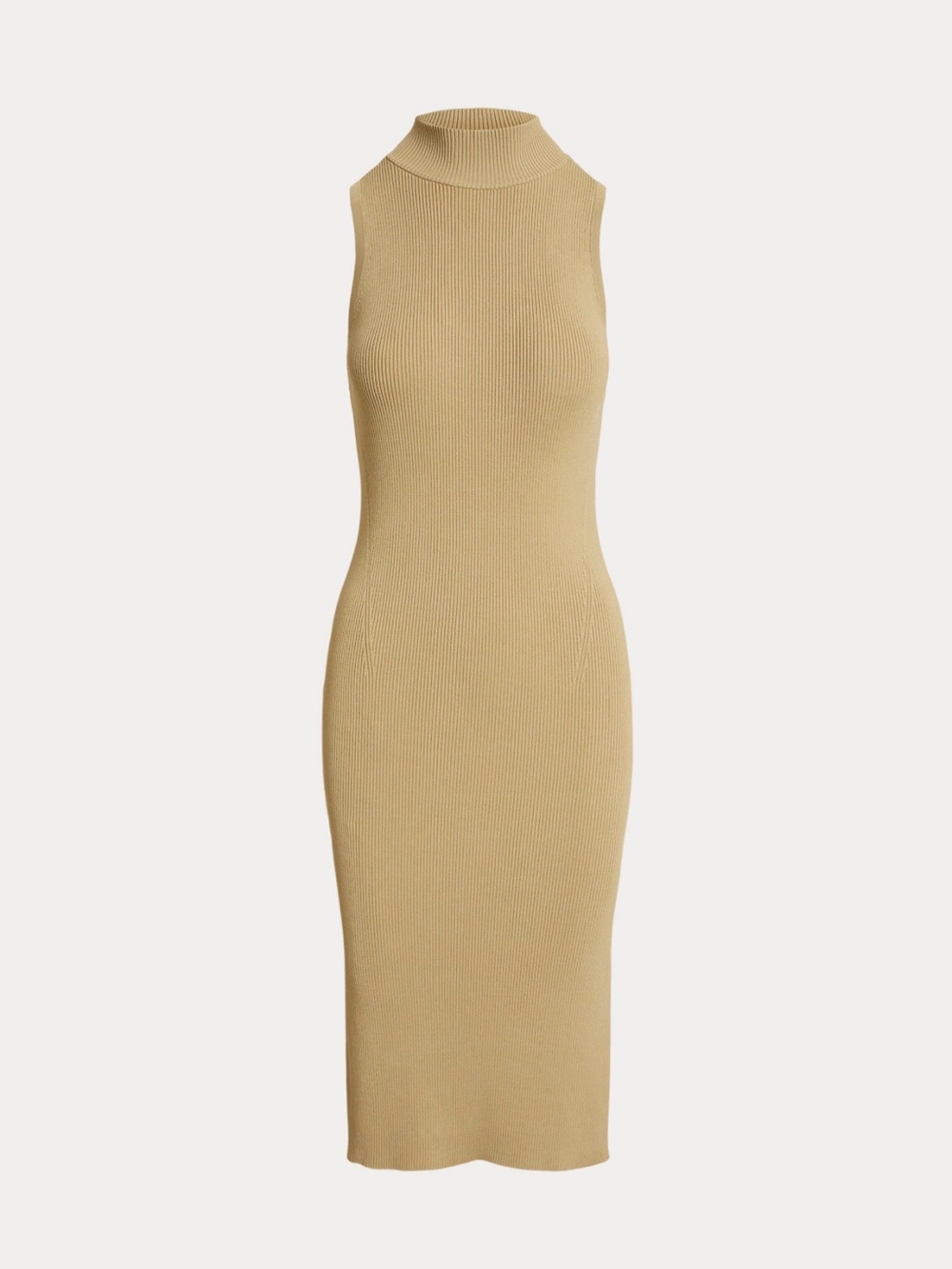 Polo by Ralph Lauren Sleeveless Mock Neck Midi Dress in Tan